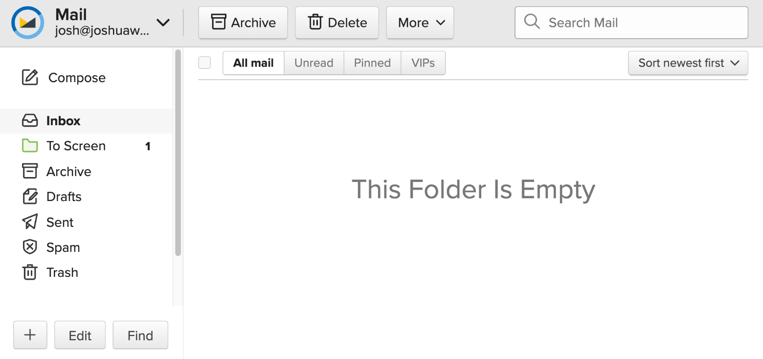 A To Screen folder in Fastmail